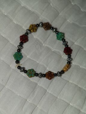 Hobby Lobby Multicolor Floral Bead Stretch Bracelet. HANDMADE BRACELET.